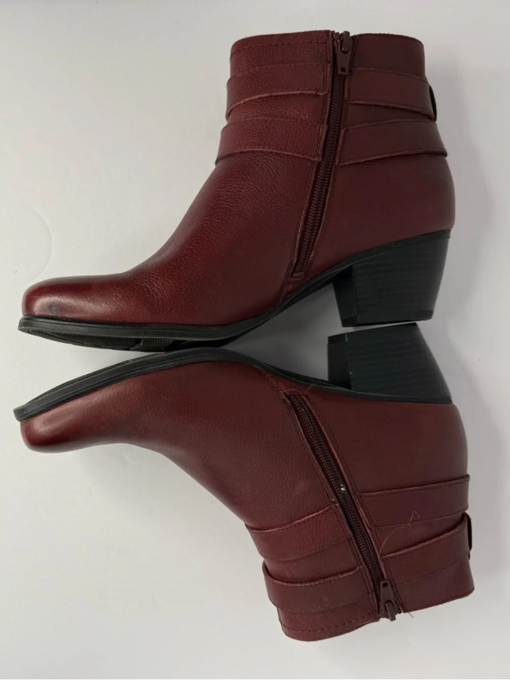 Naturalizer Women's Burgundy Leather Ankle Booties - Picture 7 of 8